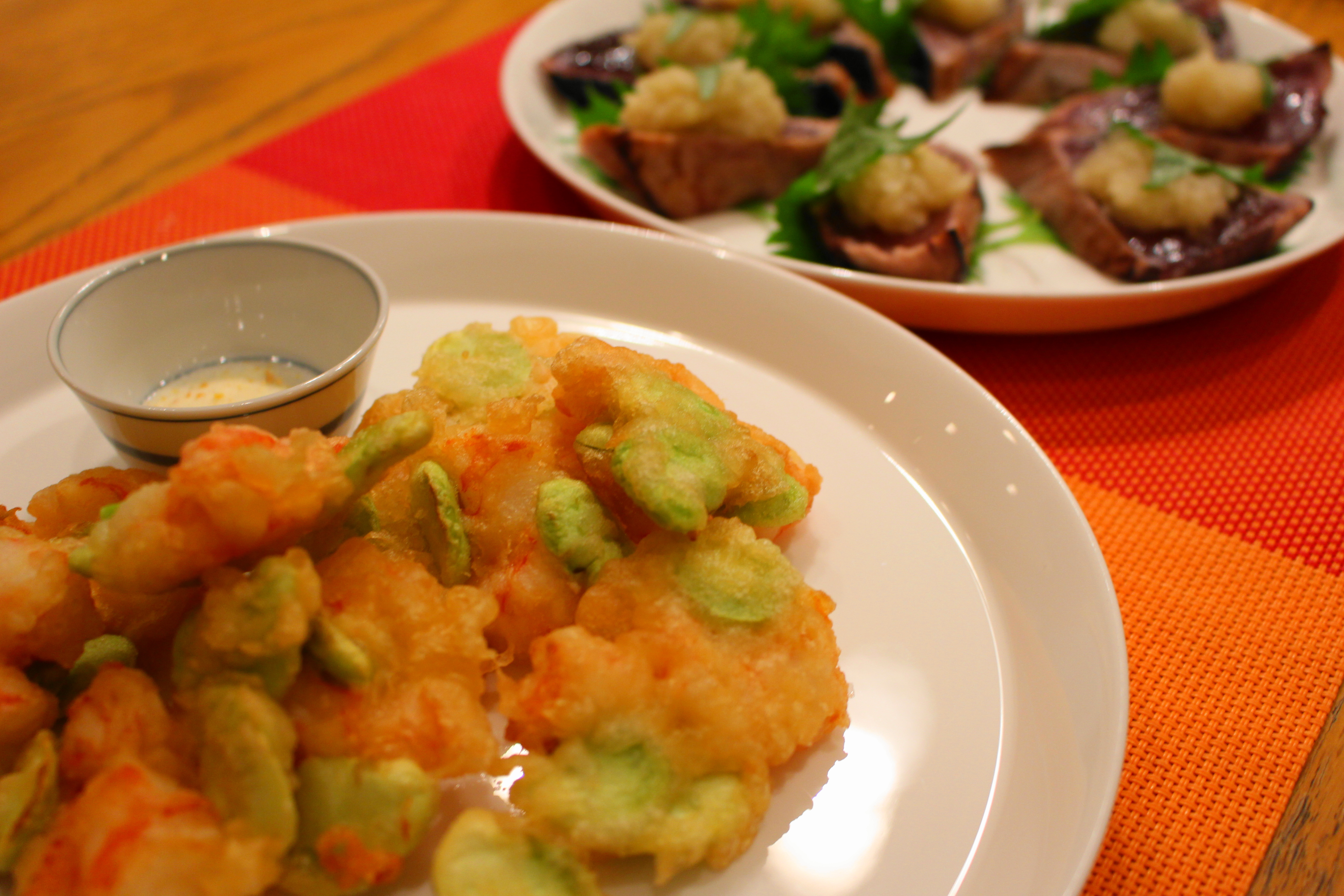 5月といえばこの料理 そら豆とエビのかき揚げ 鰹のたたき けこりん英語教室 藤林恵子のブログ